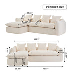 106.3 Oversized L-Shaped 3-Seat Sofa with Chaise and 4 Pillows