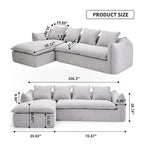 106.3 Oversized L-Shaped 3-Seat Sofa with Chaise and 4 Pillows