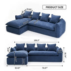 106.3 Oversized L-Shaped 3-Seat Sofa with Chaise and 4 Pillows