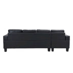Black 96.06 Contemporary L-Shaped 4-Seater Sectional Sofa with Chaise Lounge, Cup Holders, and Throw Pillows Included