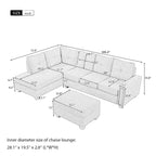 105.2 Reversible L-Shaped 6-Seater Sectional Sofa with Storage Ottoman and Cup Holders, Space-Saving Linen Design