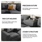 105.2 Reversible L-Shaped 6-Seater Sectional Sofa with Storage Ottoman and Cup Holders, Space-Saving Linen Design