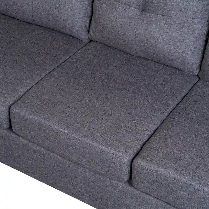105.2 Reversible L-Shaped 6-Seater Sectional Sofa with Storage Ottoman and Cup Holders, Space-Saving Linen Design