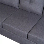105.2 Reversible L-Shaped 6-Seater Sectional Sofa with Storage Ottoman and Cup Holders, Space-Saving Linen Design