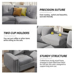 105.2 Reversible L-Shaped 6-Seater Sectional Sofa with Storage Ottoman and Cup Holders, Space-Saving Linen Design
