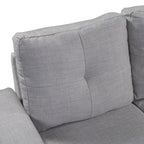 105.2 Reversible L-Shaped 6-Seater Sectional Sofa with Storage Ottoman and Cup Holders, Space-Saving Linen Design