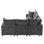 Black 84 Modular Chenille 5-Seat Corner Sectional Sofa Set with 2 Pillows, Ideal for Living Room or Apartment Use