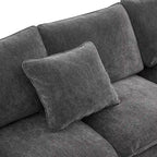 Black 84 Modular Chenille 5-Seat Corner Sectional Sofa Set with 2 Pillows, Ideal for Living Room or Apartment Use