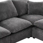 Black 84 Modular Chenille 5-Seat Corner Sectional Sofa Set with 2 Pillows, Ideal for Living Room or Apartment Use
