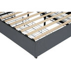 Dark Gray Queen Size Platform Bed with 4 Storage Drawers, USB & LED Lights