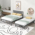 Modern Full Size Pine Wood Platform Bed with Adjustable Trundle