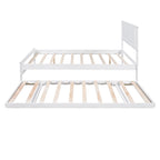 Modern Full Size Pine Wood Platform Bed with Adjustable Trundle