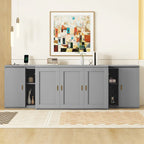 Gray Full Size Murphy Bed with Shelves, Cabinets, and USB Charging Ports
