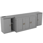 Gray Full Size Murphy Bed with Shelves, Cabinets, and USB Charging Ports