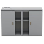 Gray Full Size Murphy Bed with Shelves, Cabinets, and USB Charging Ports