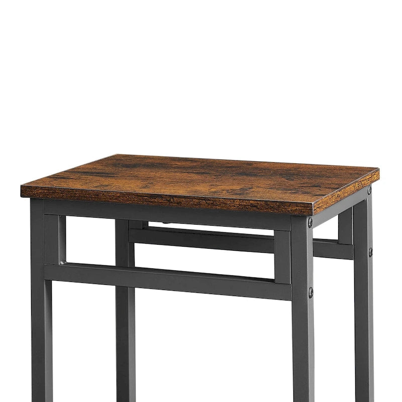 Rustic Style 5-Piece Dining Set with Rectangular Table and 4 High Stools Dining Chairs