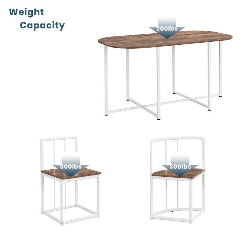 Modern 7-Piece Metal Frame Dining Table Set with Half-Round Table & 6 Chairs