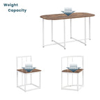 Modern 7-Piece Metal Frame Dining Table Set with Half-Round Table & 6 Chairs