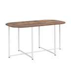 Modern 7-Piece Metal Frame Dining Table Set with Half-Round Table & 6 Chairs