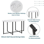 Modern 7-Piece Metal Frame Dining Table Set with Half-Round Table & 6 Chairs