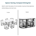 Modern 7-Piece Metal Frame Dining Table Set with Half-Round Table & 6 Chairs