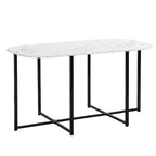 Modern 7-Piece Metal Frame Dining Table Set with Half-Round Table & 6 Chairs