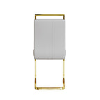 Modern Style 5-Piece Dining Set with Rectangular Tempered Glass Table and High Back Golden Plating Legs Dining Armless Chairs