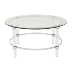 35.5 Modern Round Coffee Table with Translucent Design for Living Room