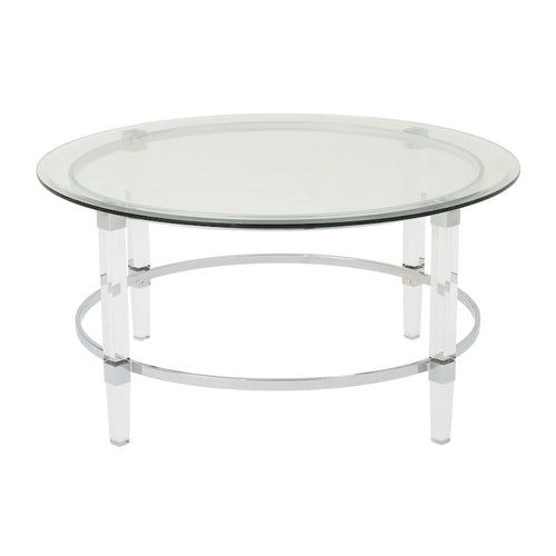 35.5 Modern Round Coffee Table with Translucent Design for Living Room