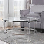 35.5 Modern Round Coffee Table with Translucent Design for Living Room