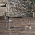 35.5 Modern Round Coffee Table with Translucent Design for Living Room