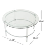 35.5 Modern Round Coffee Table with Translucent Design for Living Room
