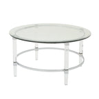 35.5 Modern Round Coffee Table with Translucent Design for Living Room