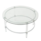 35.5 Modern Round Coffee Table with Translucent Design for Living Room
