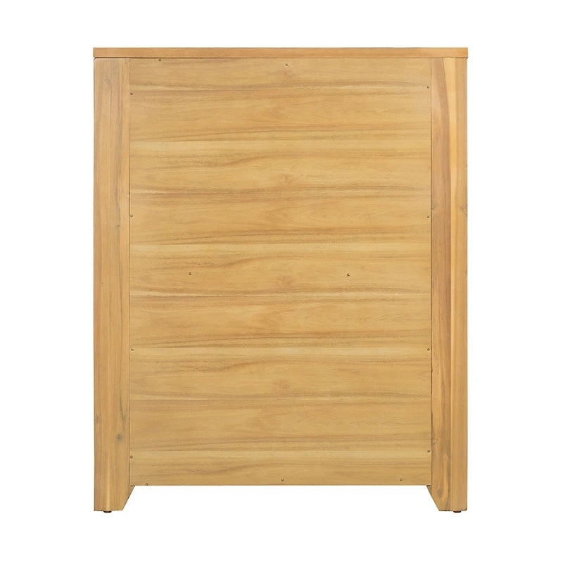 5-Drawer Solid Wood Vertical Chest with Metal Handle for Bedroom, Living Room