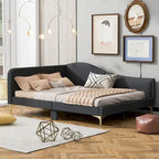 Grey Full Size Upholstered Daybed with Armrest