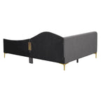 Grey Full Size Upholstered Daybed with Armrest