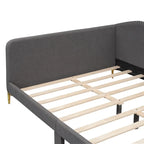 Grey Full Size Upholstered Daybed with Armrest