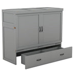 Full Pine Murphy Bed with USB & Drawer