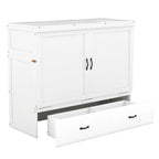 Full Pine Murphy Bed with USB & Drawer