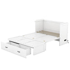 Full Pine Murphy Bed with USB & Drawer