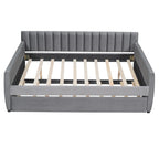 Full Velvet Daybed with Trundle & Wood Slats