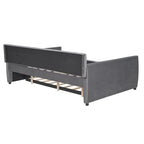 Full Velvet Daybed with Trundle & Wood Slats