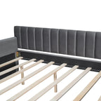 Full Velvet Daybed with Trundle & Wood Slats