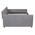 Full Velvet Daybed with Trundle & Wood Slats