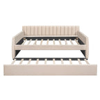 Full Velvet Daybed with Trundle & Wood Slats