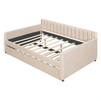 Full Velvet Daybed with Trundle & Wood Slats