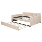 Full Velvet Daybed with Trundle & Wood Slats