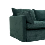 93.31 Faux Linen Modular Sectional Sofa with Ottoman, Wood Frame