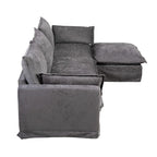 93.31 Faux Linen Modular Sectional Sofa with Ottoman, Wood Frame